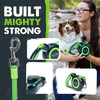 Mighty Paw Retractable Dog Leash 2.0 – 16ft Reflective Nylon for Dogs up to 50 lbs (Green) - Paw Fit Gears