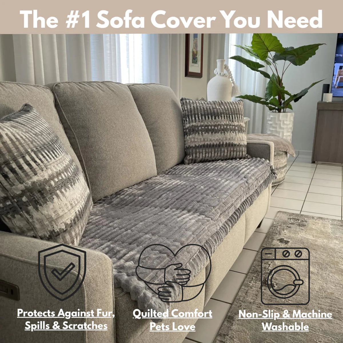 Quilted Non-Slip Pet Sofa Cover Protector